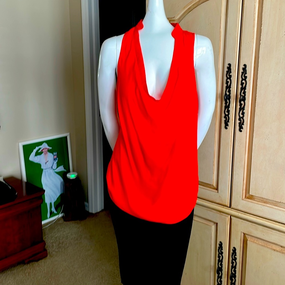 Haute Hippie NWOT ORANGE SILK TANK TOP DRAPED FRONT SM Camisole